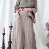 Muoti Bohemiana Pellavahousut | Rowan Levealahkeiset Housut, Taupe