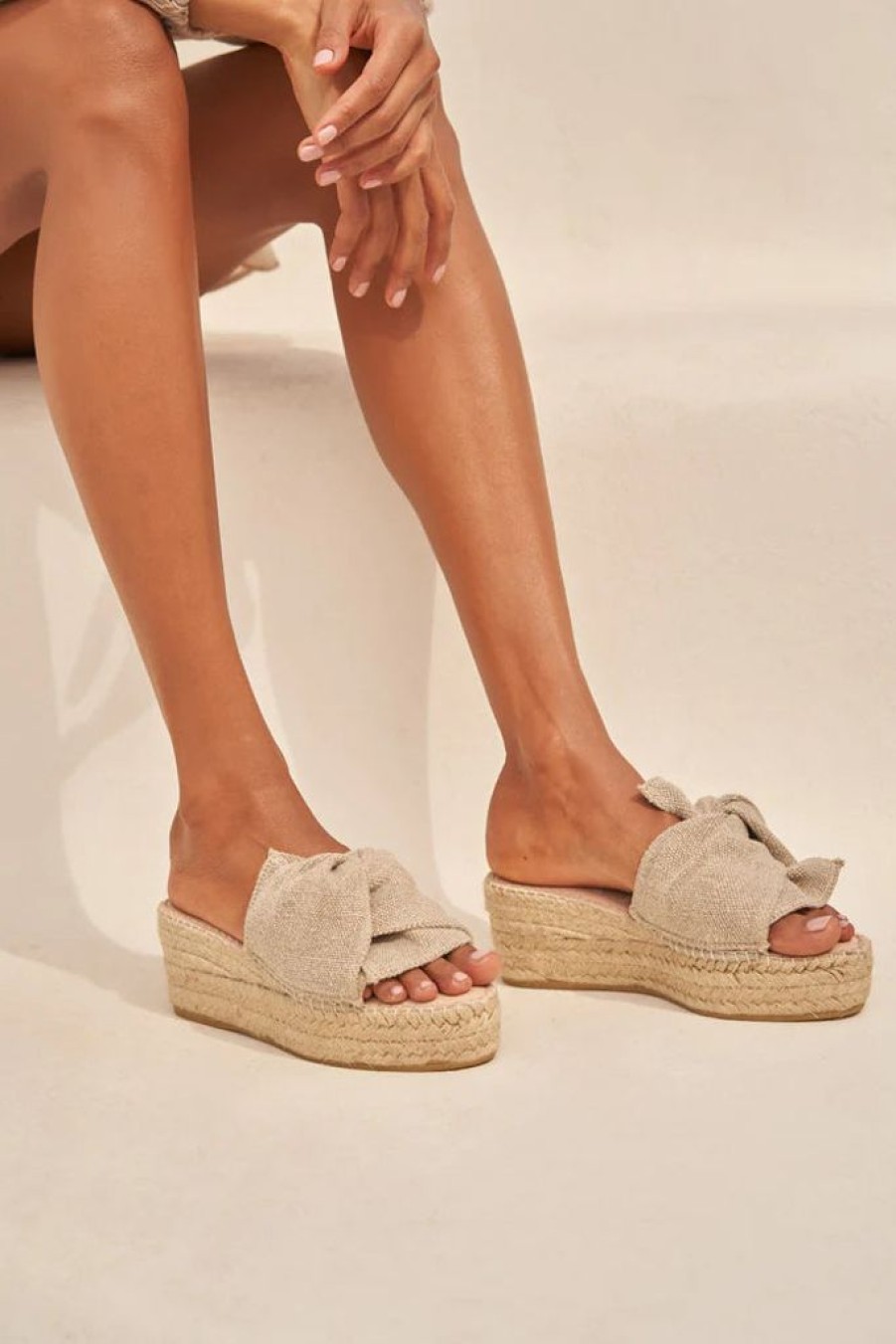 Muoti Manebi Espadrillot | La Havana Kiilasandaalit Solmulla, Natural